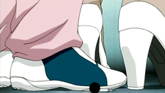 She goes down on her knees and licks woman's ass