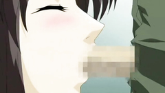 Young black-haired hottie forced to suck in the train