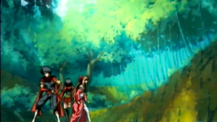 Hot black-haired naked girl covered with a monster's cum