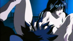 Long-haired brunette gets powerful orgasm