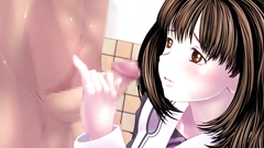 Sweet brunette girl deepthroats long hard cock