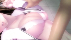 Beautiful brunette girl with nice tits fucked very deep in her pussy