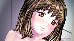 Young and beautiful brunette takes cum all over her tits