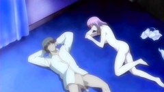 Hot babe with large breasts rides hard cock