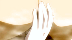 Busty hentai lady among many hard cocks