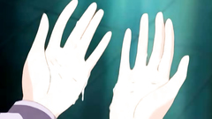 Hot brunette with huge boobs strokes that cock till the jizz