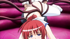 Busty hentai babe with pretty face fucked hard by tentacles