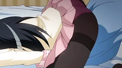 Long-legged black-haired cutie in nice hentai cartoon