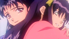 Romantic kissing of handsome brunette babes