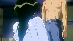 Sexy brunette swallows massive cock on her knees