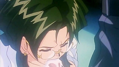 Sexy brunette swallows massive cock on her knees