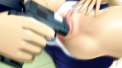 She feels so damn horny with that gun in her shaved pussy