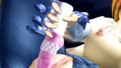 Busty young chick fucks herself with massive sex toy