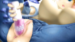 Busty young chick fucks herself with massive sex toy