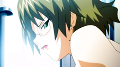 Busty slut covered with cum in public train