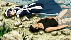 Hentai girl with big and sexy boobs rides dick outdoors