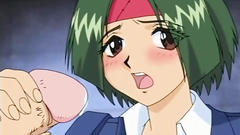 Sweet and petite babe strokes huge dick till it cums