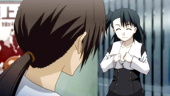 Young dark-haired schoolgirls in hentai cartoon