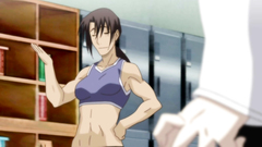 Young dark-haired schoolgirls in hentai cartoon