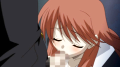 Redhead sexy teen goes down on her knees and sucks cock