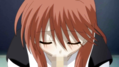 Redhead sexy teen goes down on her knees and sucks cock