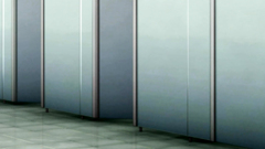 Innocent-looking redhead babe sucks two cocks at the same time