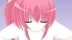 Young cutie with pink hair and giant tits in hentai cartoon