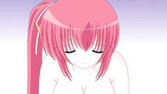 Young cutie with pink hair and giant tits in hentai cartoon