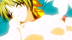 Handsome blonde with nice tits in hentai cartoon