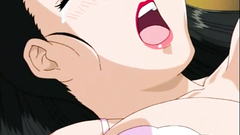 Hot black-haired lady in sexy lingerie fucks in hentai toon