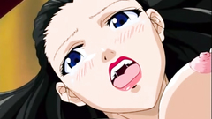 Hot black-haired lady in sexy lingerie fucks in hentai toon