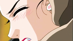 Hot black-haired lady in sexy lingerie fucks in hentai toon