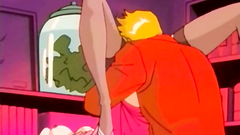 Hot and lustful woman in sexy stockings spreads her legs for fuck