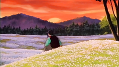 Sweet black-haired girl fucks outdoors in hentai clip