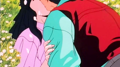 Sweet black-haired girl fucks outdoors in hentai clip