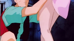 His hands sneak under her skirt - hentai adult cartoon