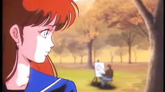 Handsome and young schoolgirl in hentai cartoon