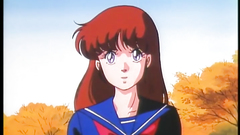 Handsome and young schoolgirl in hentai cartoon