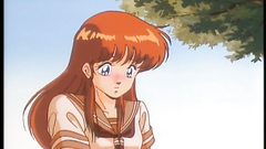 Handsome and young schoolgirl in hentai cartoon