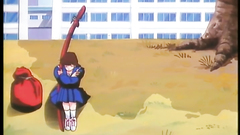 Handsome and young schoolgirl in hentai cartoon