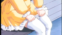 Amazing redhead cutie looks hot in white stockings