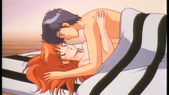 Red haired sexy schoolgirl in the bed with her lover