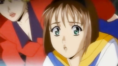 Handsome anime redhead babe takes big dick in her wet twat