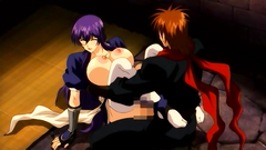 Hot anime chick with giant boobs fucked from behind