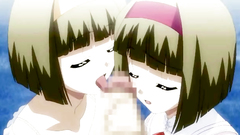 Two hot teen twins take facial after a blowjob