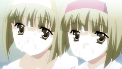 Two hot teen twins take facial after a blowjob