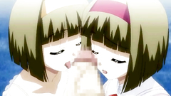 Two hot teen twins take facial after a blowjob