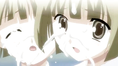 Two hot teen twins take facial after a blowjob