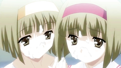 Two hot teen twins take facial after a blowjob