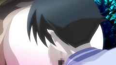 Young anime girl with sweet butt gets licked outdoors